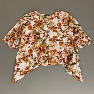Relativity Floral‎ Print Blouse Top Women's Plus Size 2X Bell Sleeve Lightweight